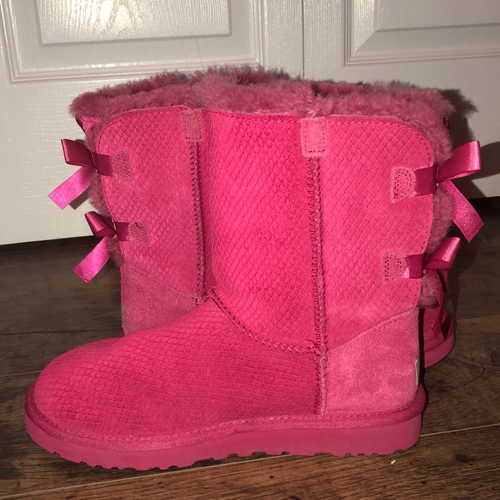 Pink UGG boots with bows on the back!!!!!